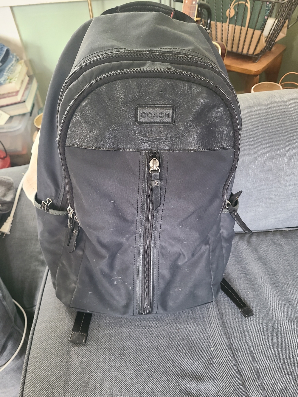 Coach Black Nylon and Leather Accent Backpack